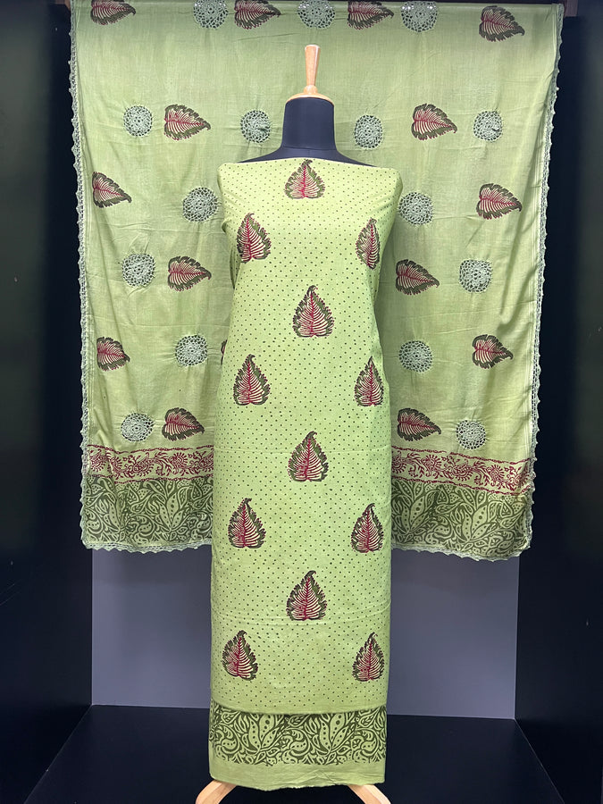 Digital Printed Leaf Patterned Cotton Salwar Set | SF1286