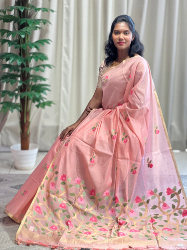 Jamdani Weaved Chanderi Finish Saree | SSN127