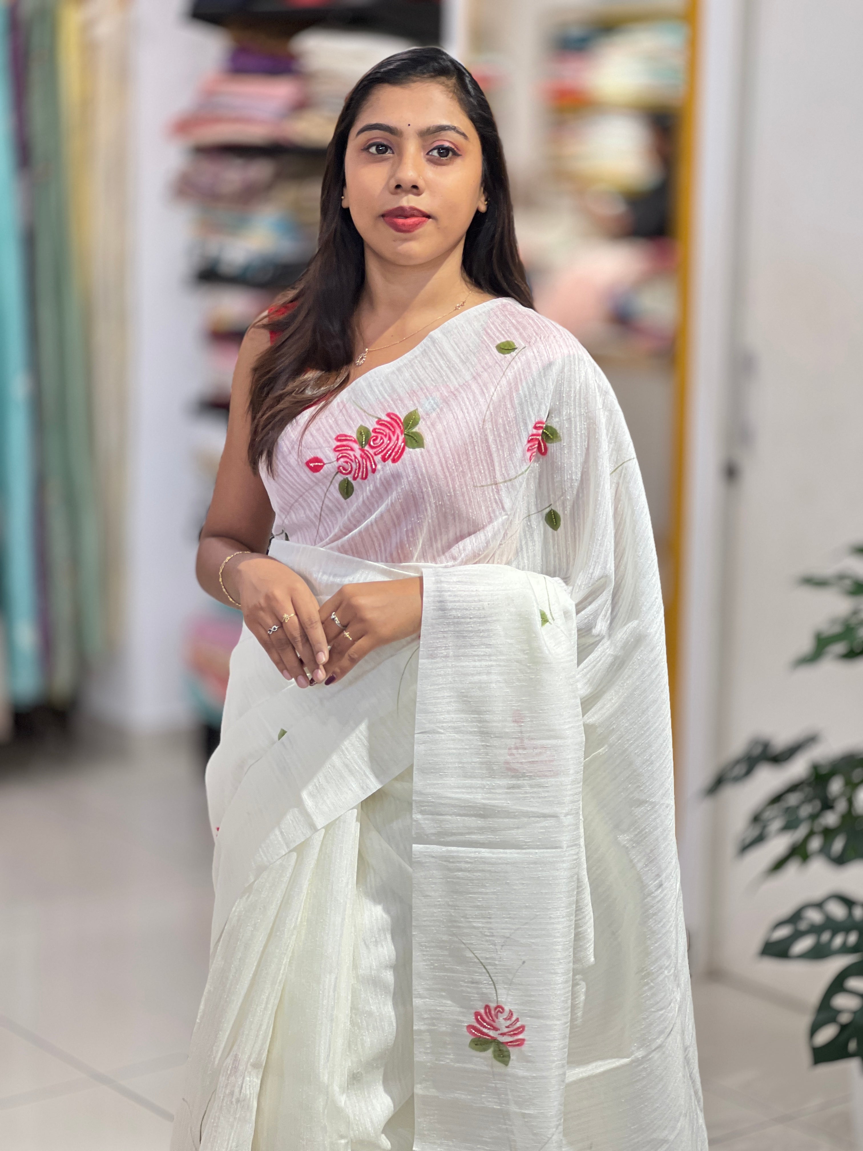 Floral Printed Green Silk Saree | BLD2089