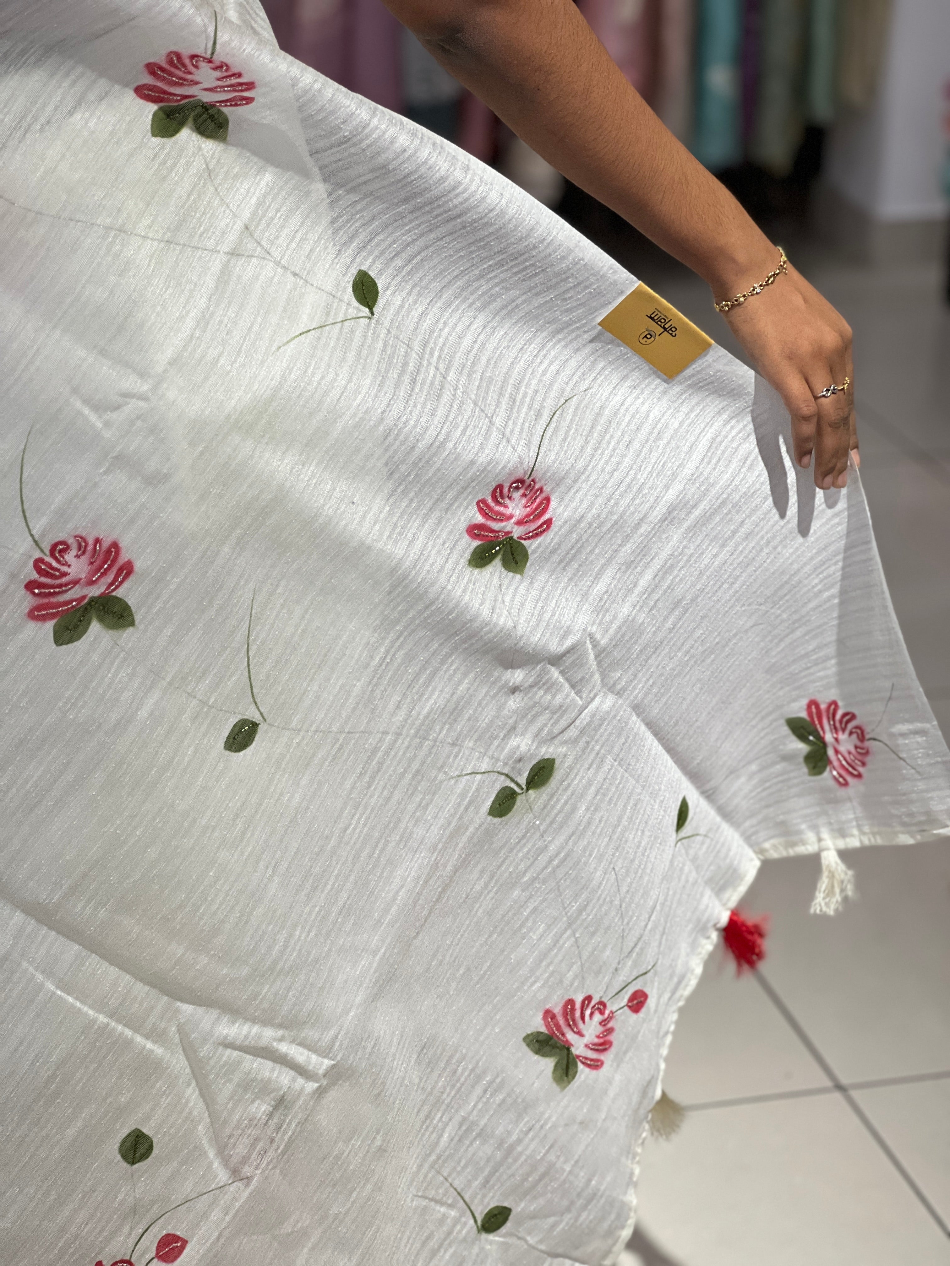 Floral Printed Green Silk Saree | BLD2089