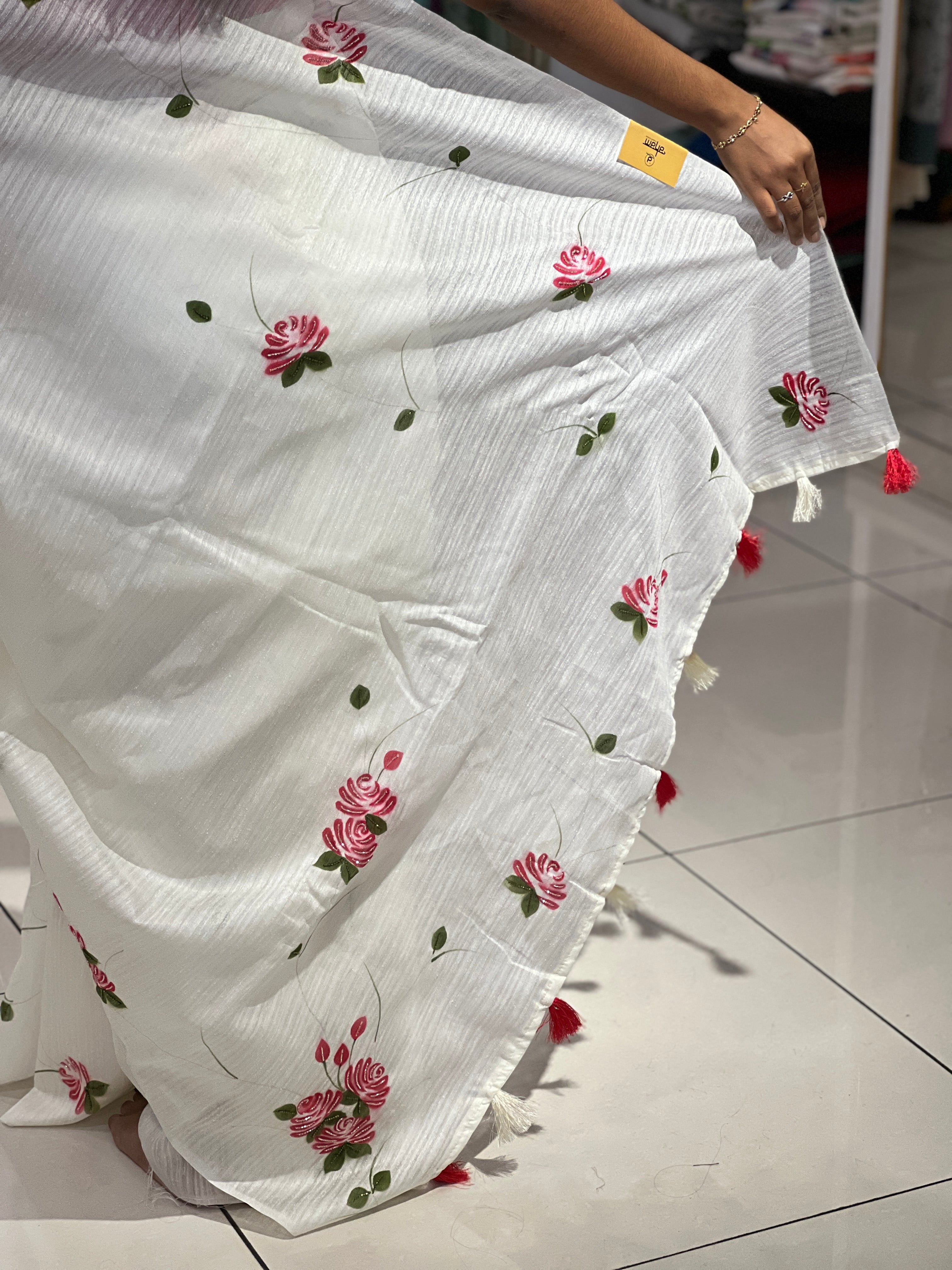 Floral Printed Green Silk Saree | BLD2089