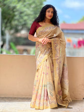 Floral Printed Tussar Finish Saree | GMS154