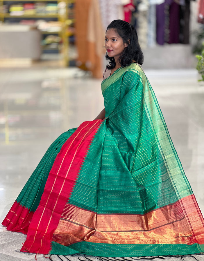 Zari Weaved Dupion Silk Saree | AHD338