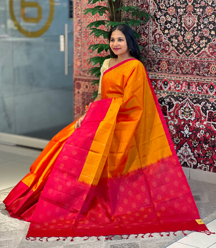 Golden Zari Weaved Soft Silk Saree | KG116