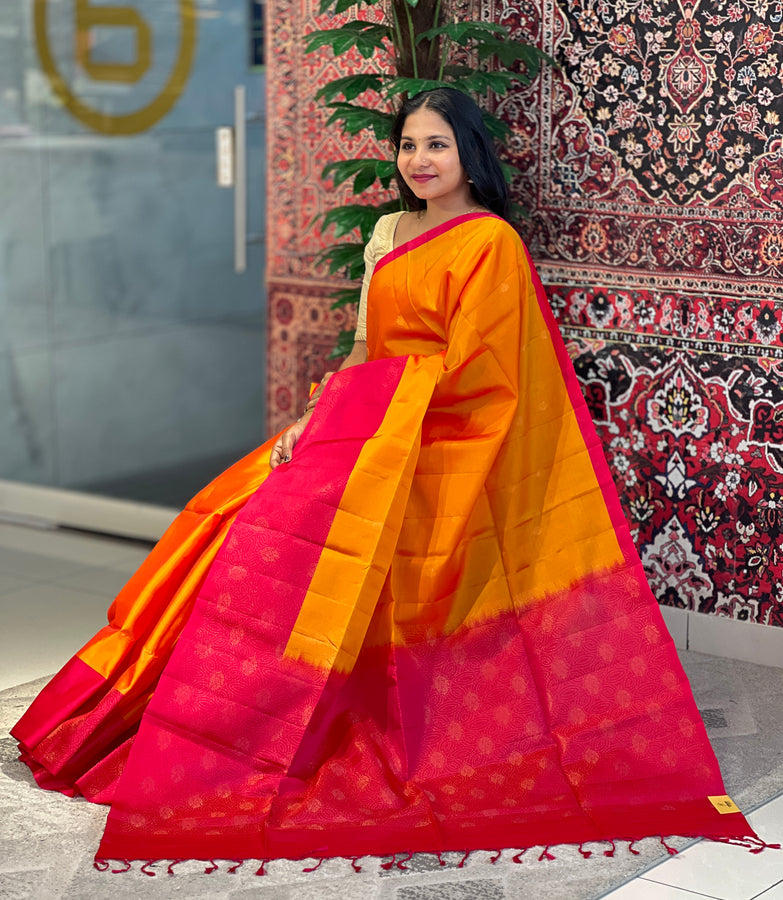 Golden Zari Weaved Soft Silk Saree | KG116
