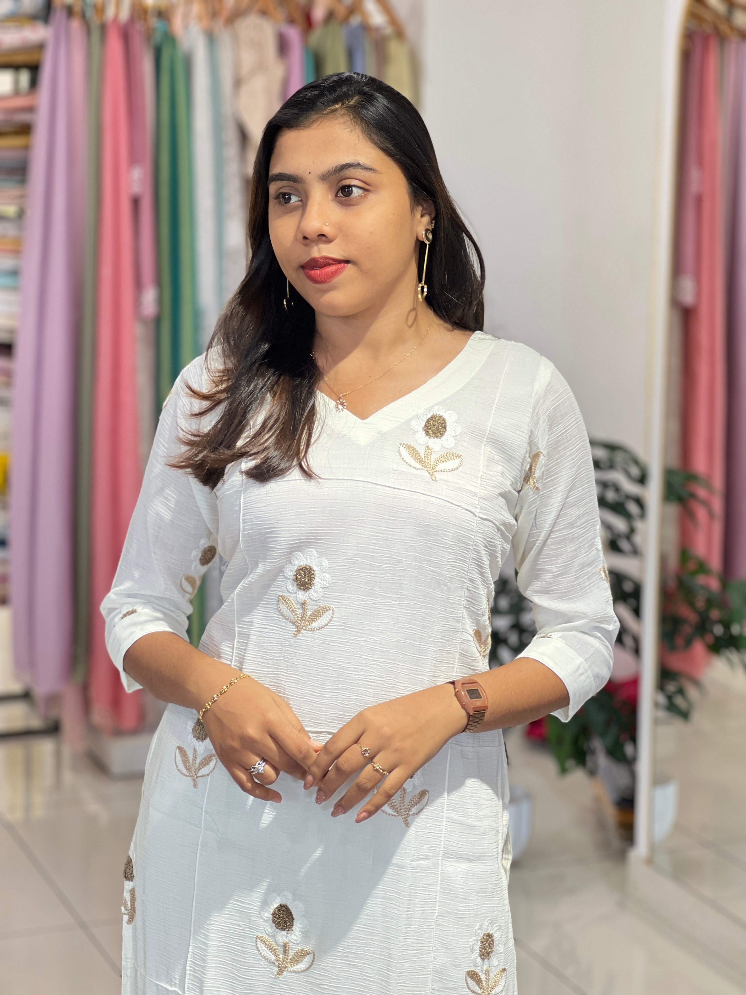 Floral Embroidered Rayon Kurta Set | MSN213
