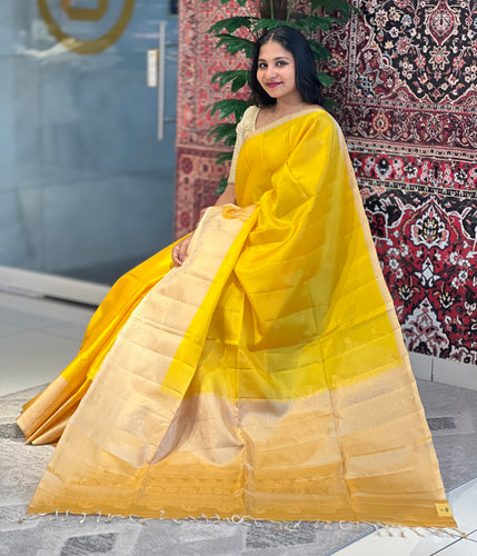 Golden Zari Weaved Soft Silk Saree | KG113