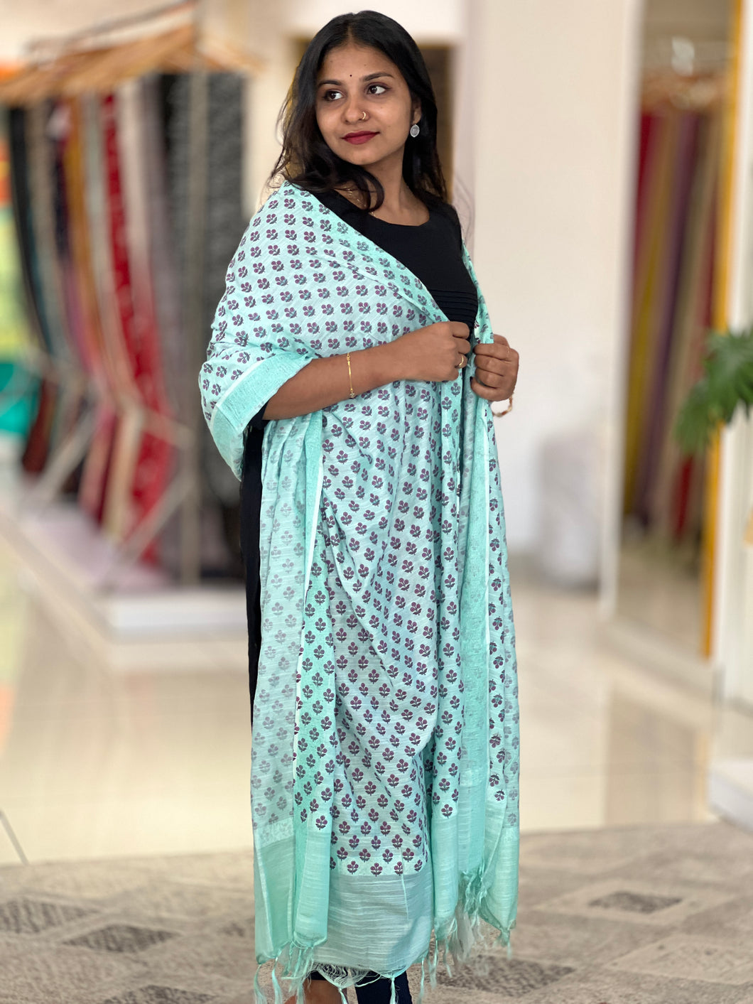 Printed Semi Silk Dupatta | AHD196