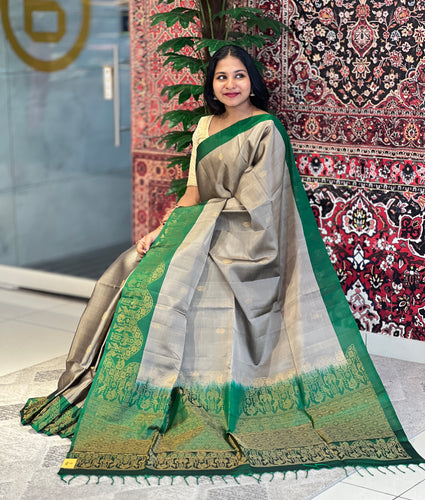 Golden Zari Weaved Soft Silk Saree | KG115
