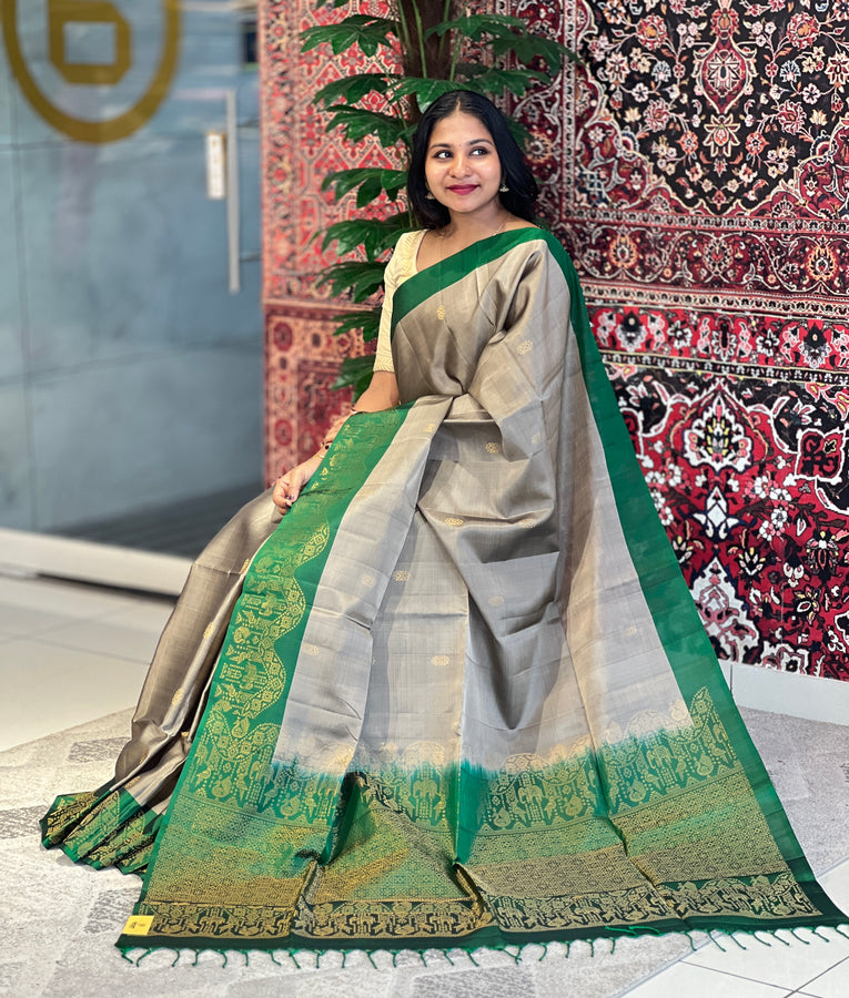 Golden Zari Weaved Soft Silk Saree | KG115