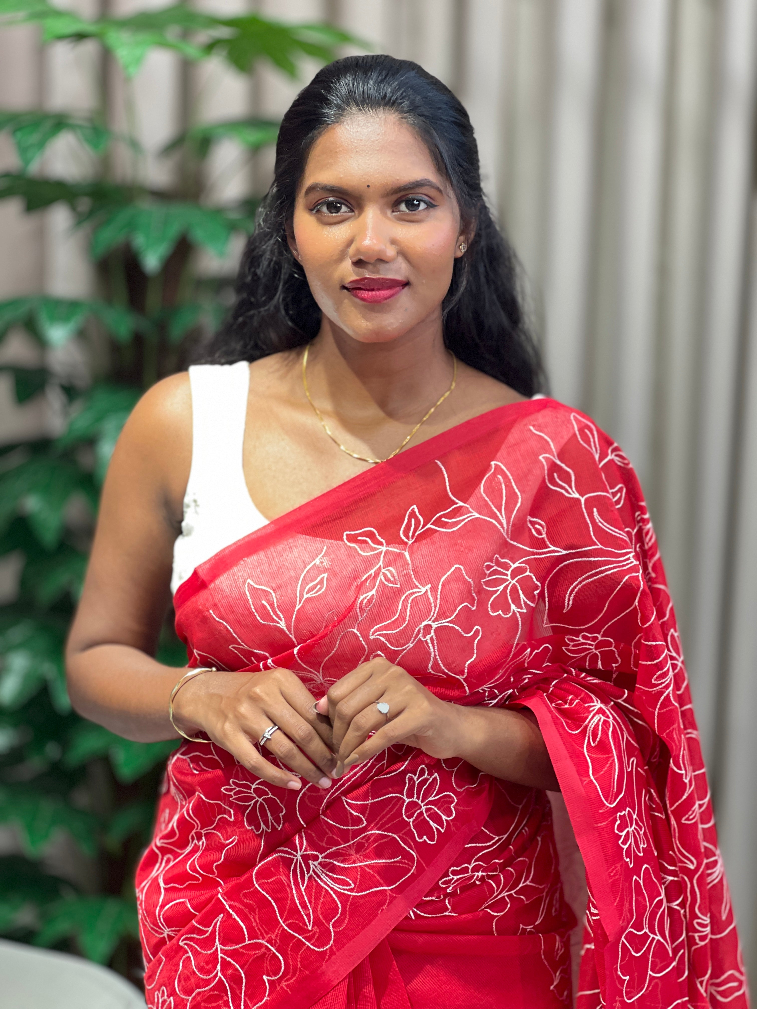 Floral Machine Embroidered Kota Saree | PF1199