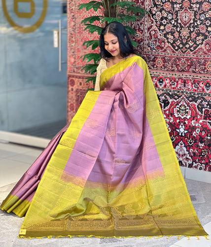 Golden Zari Weaved Soft Silk Saree | KG101