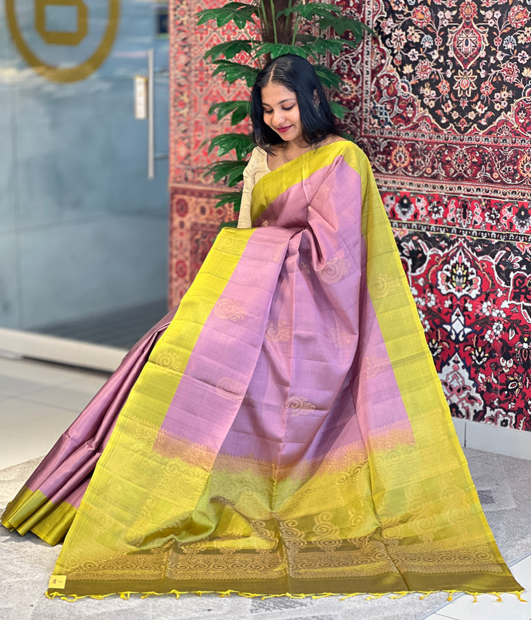 Golden Zari Weaved Soft Silk Saree | KG101