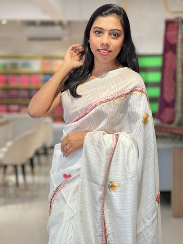 Hand Embroidery Desi Tussar Saree  | BLD1151