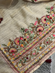 Hand Embroidery Desi Tussar Saree  | BLD1151