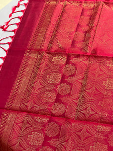 Golden Zari Weaved Soft Silk Saree | KG111