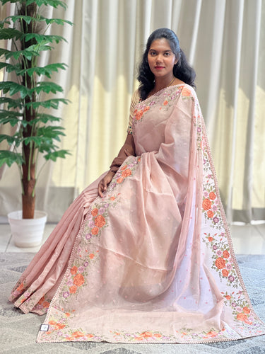 Floral Machine Embroidered Silky Kota Saree | BLD1177