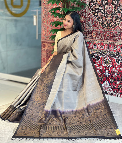 Golden Zari Weaved Soft Silk Saree | KG109