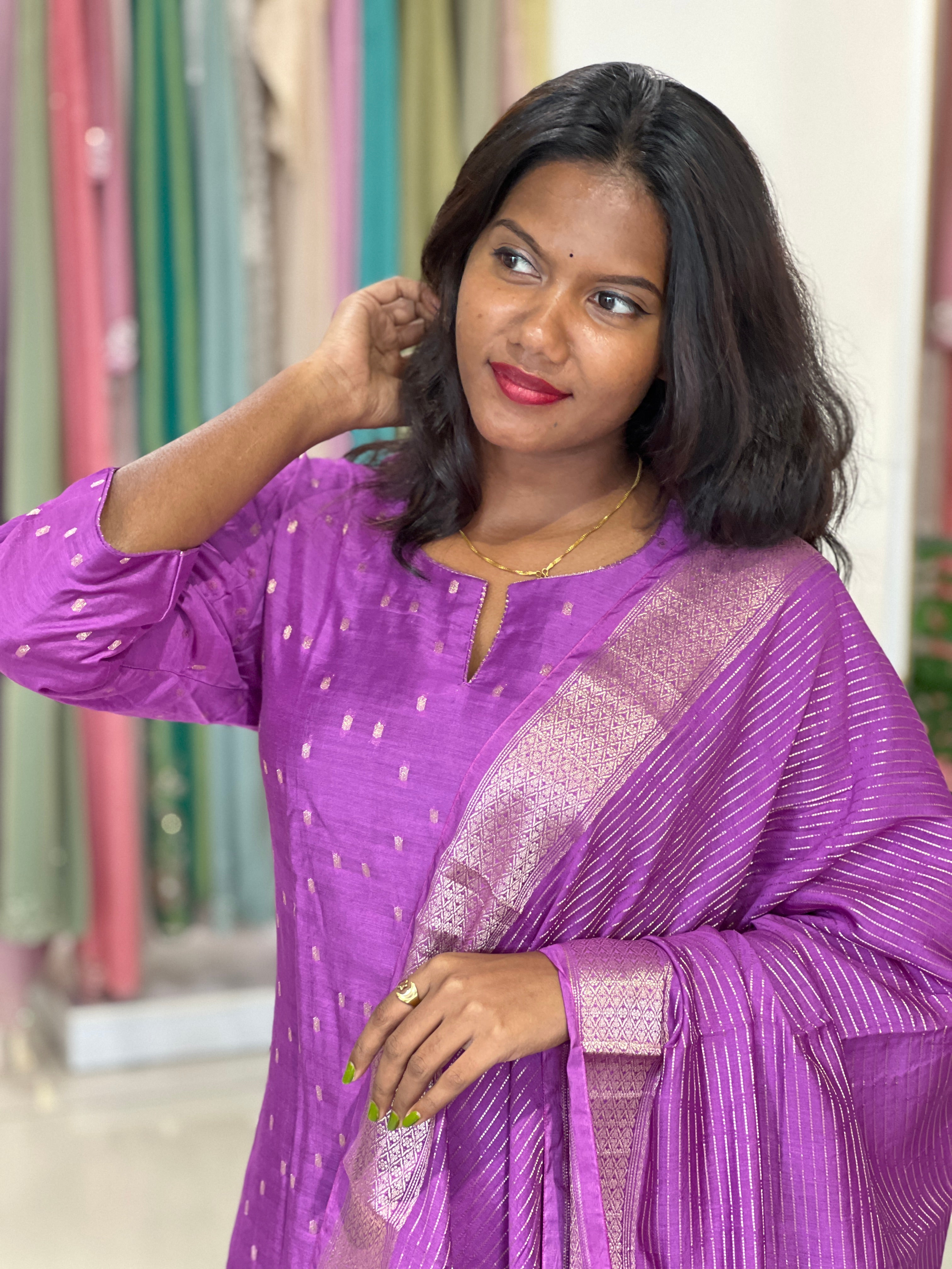 Banarasi Buta Weaved Chanderi Kurta Set | YNG1241