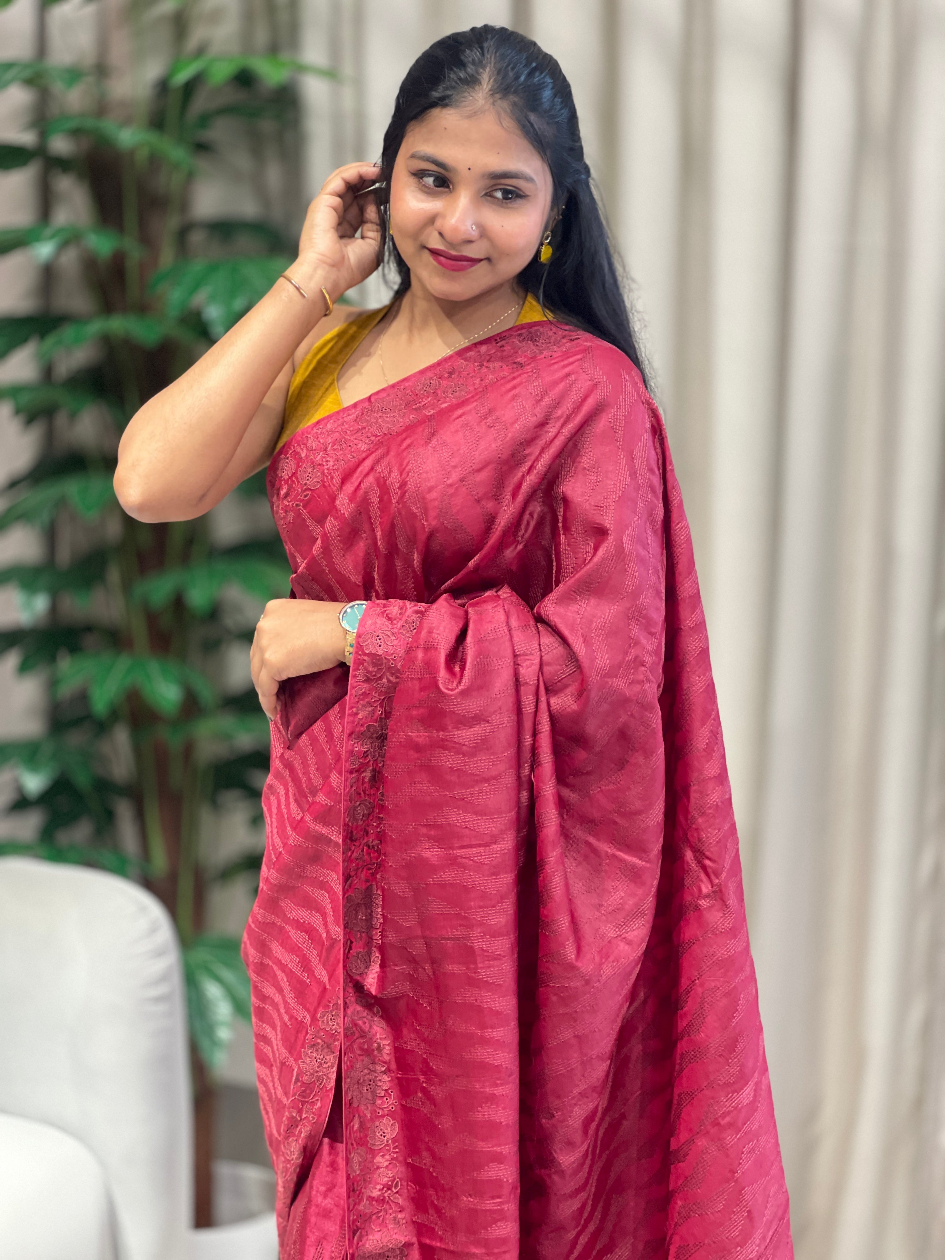 Zig Zag Patterned Tussar Saree | YNG632