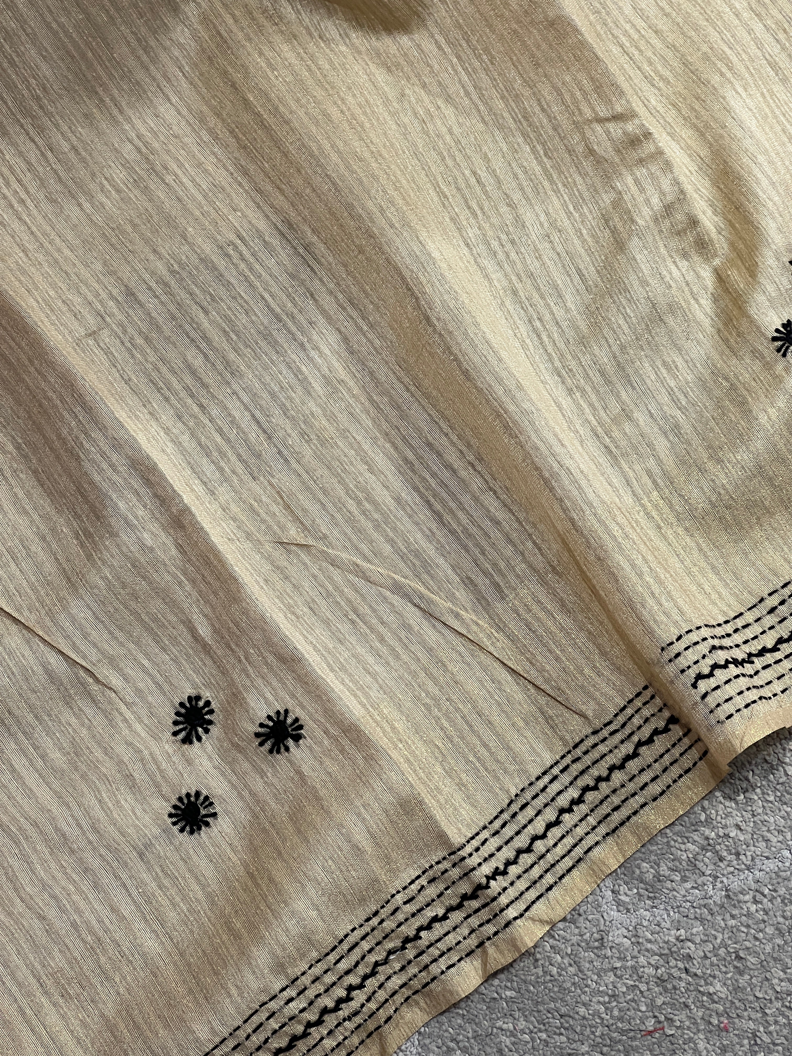 Hand Kantha Embroidery Geecha Tussar Saree | BLD1204