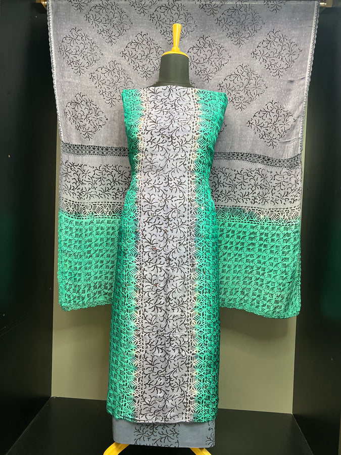 Block Print Detailed Uppada Silk Salwar Set | SF1336