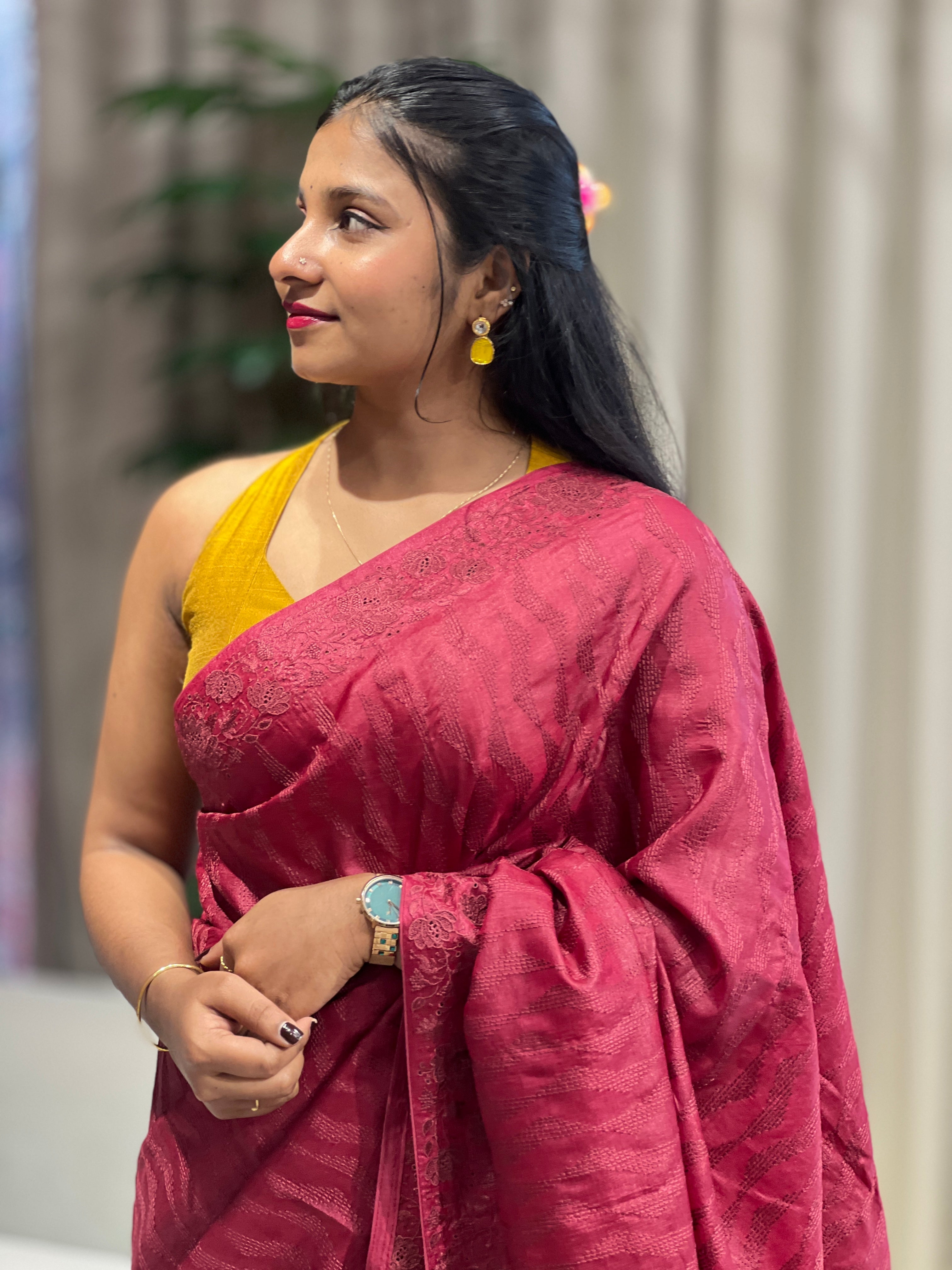 Zig Zag Patterned Tussar Saree | YNG632