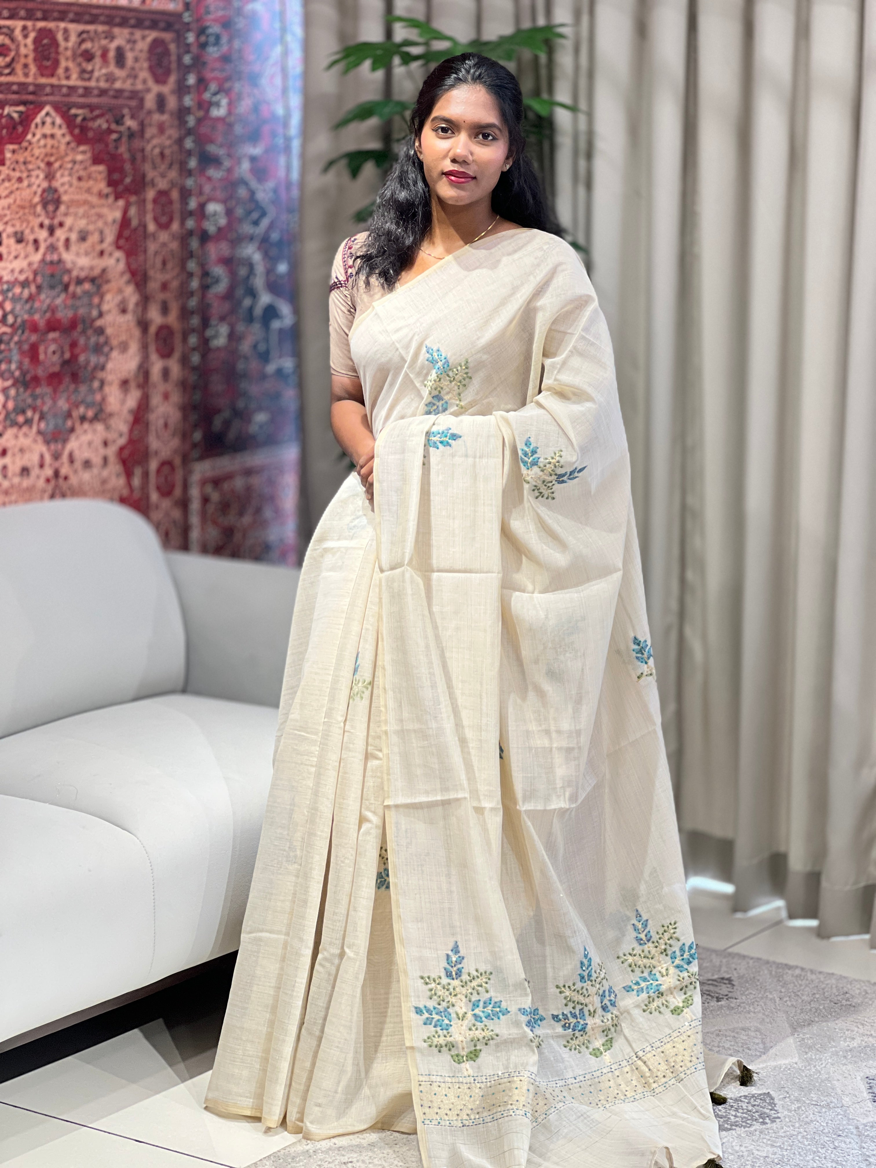 Jamdani Woven Chanderi Saree | BLD1721