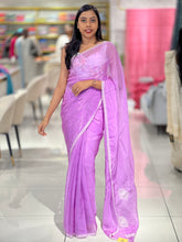 Floral Embroidery Detailed Shimmer Organza Saree | SBP1081