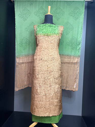 Block Print Detailed Uppada Silk Salwar Set | SF1340