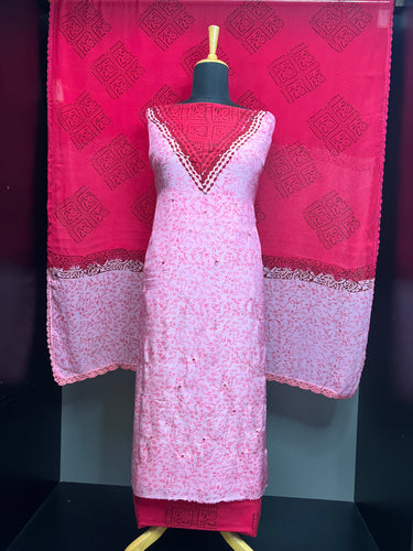 Block Print Detailed Uppada Silk Salwar Set | SF1330