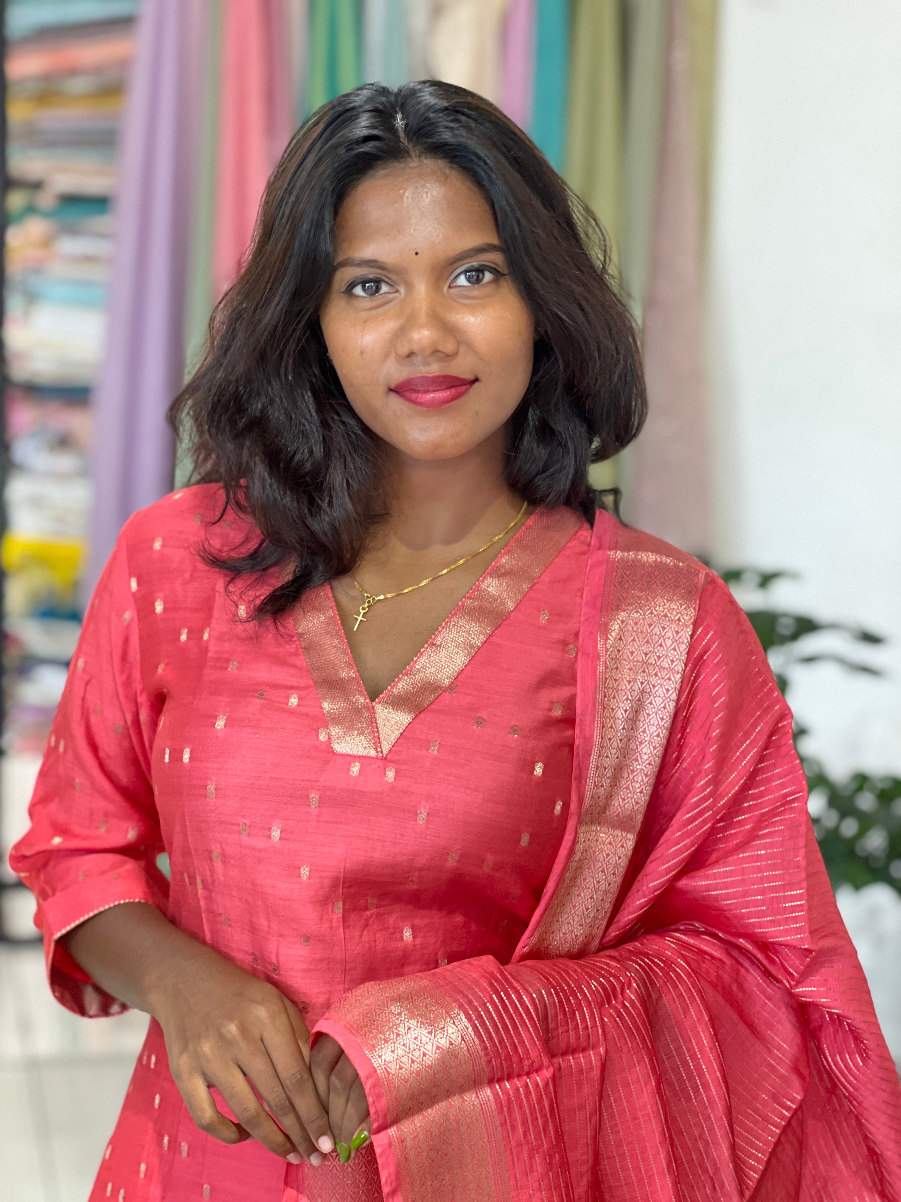 Banarasi Buta Weaved Chanderi Kurta Set |YNG1236