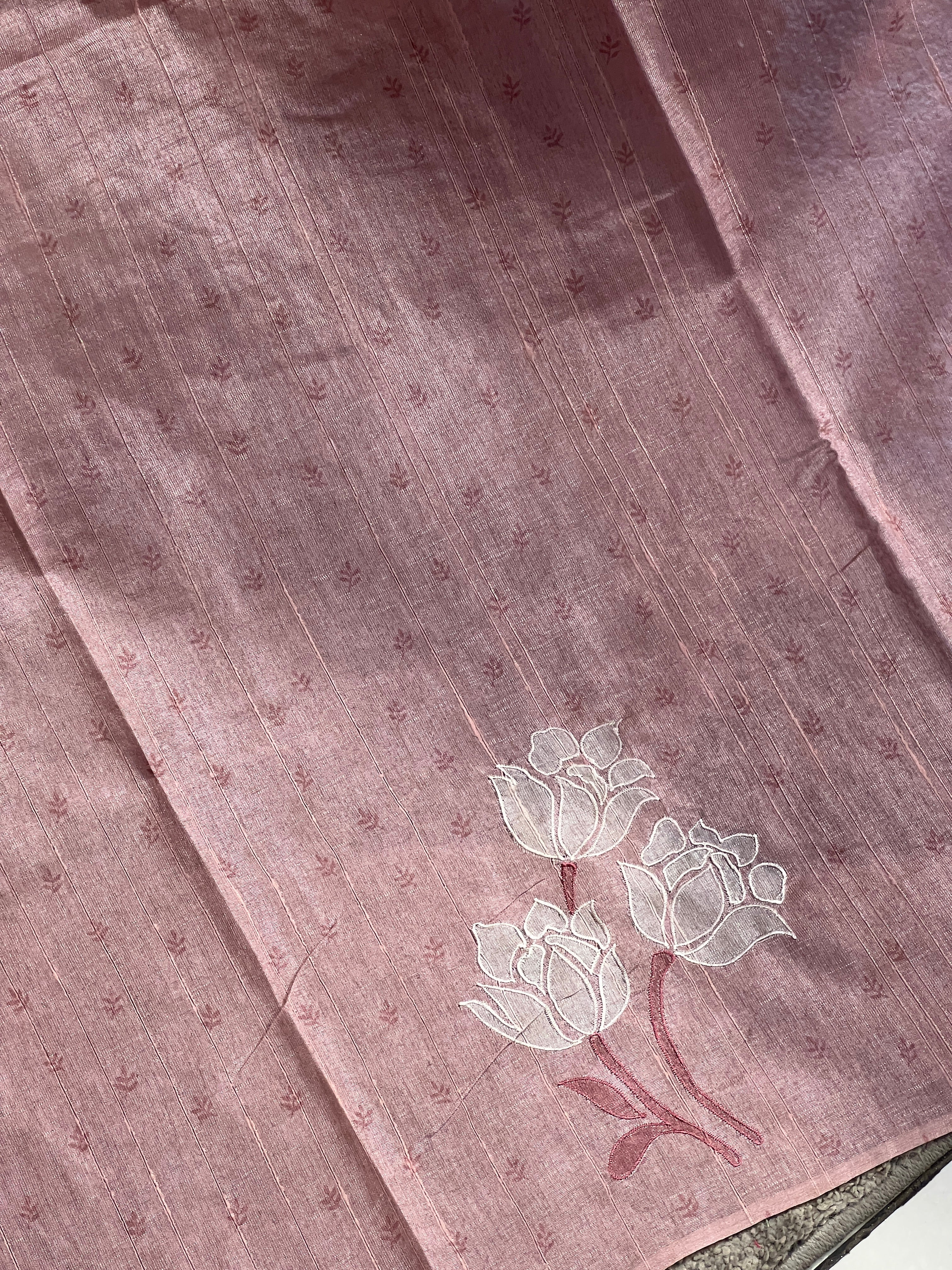 Machine Embroidery Geecha Tussar Finish Saree | BLD1157