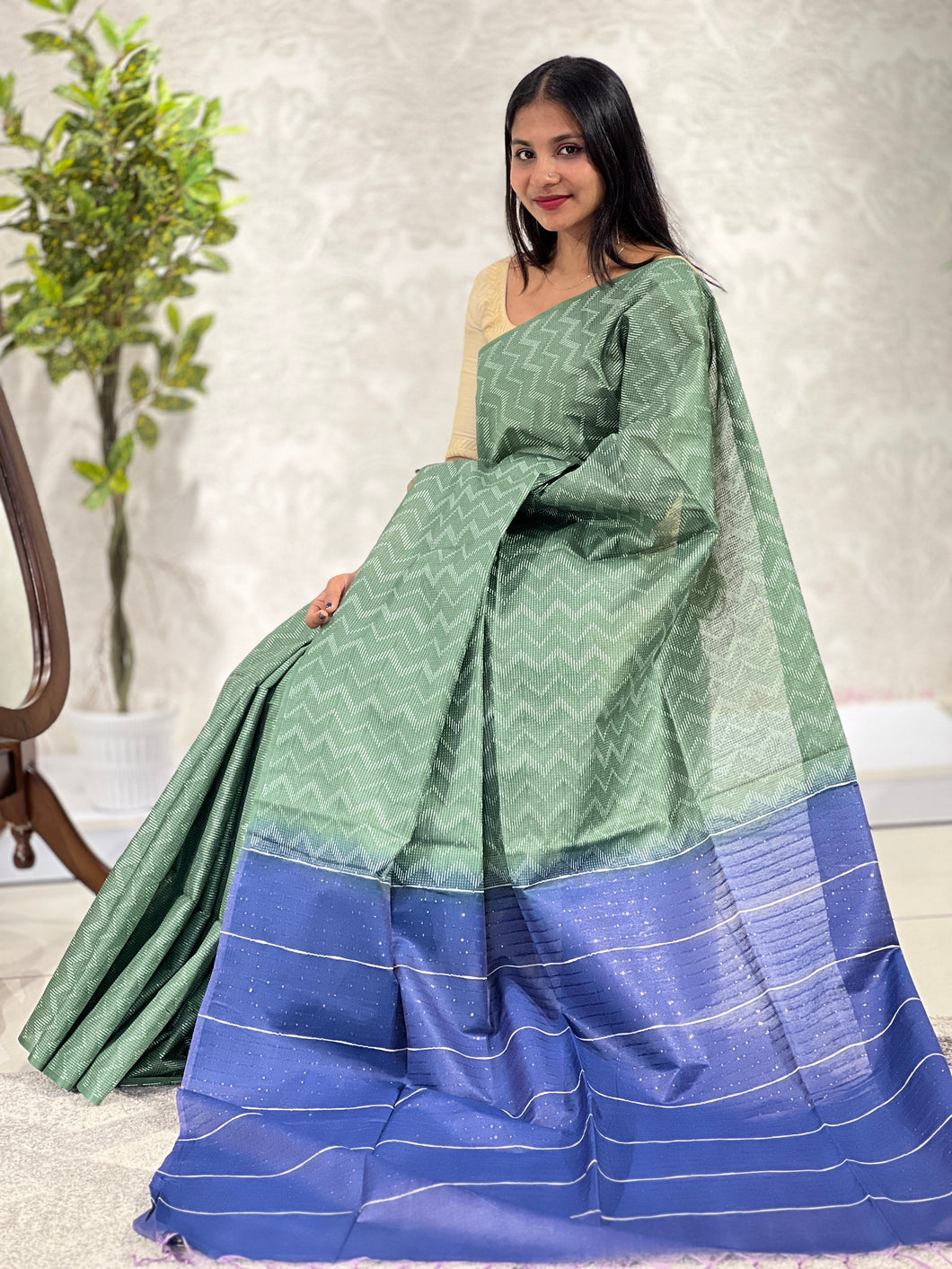 Kantha Weaved Bhagalpuri Linen Saree | DLS241