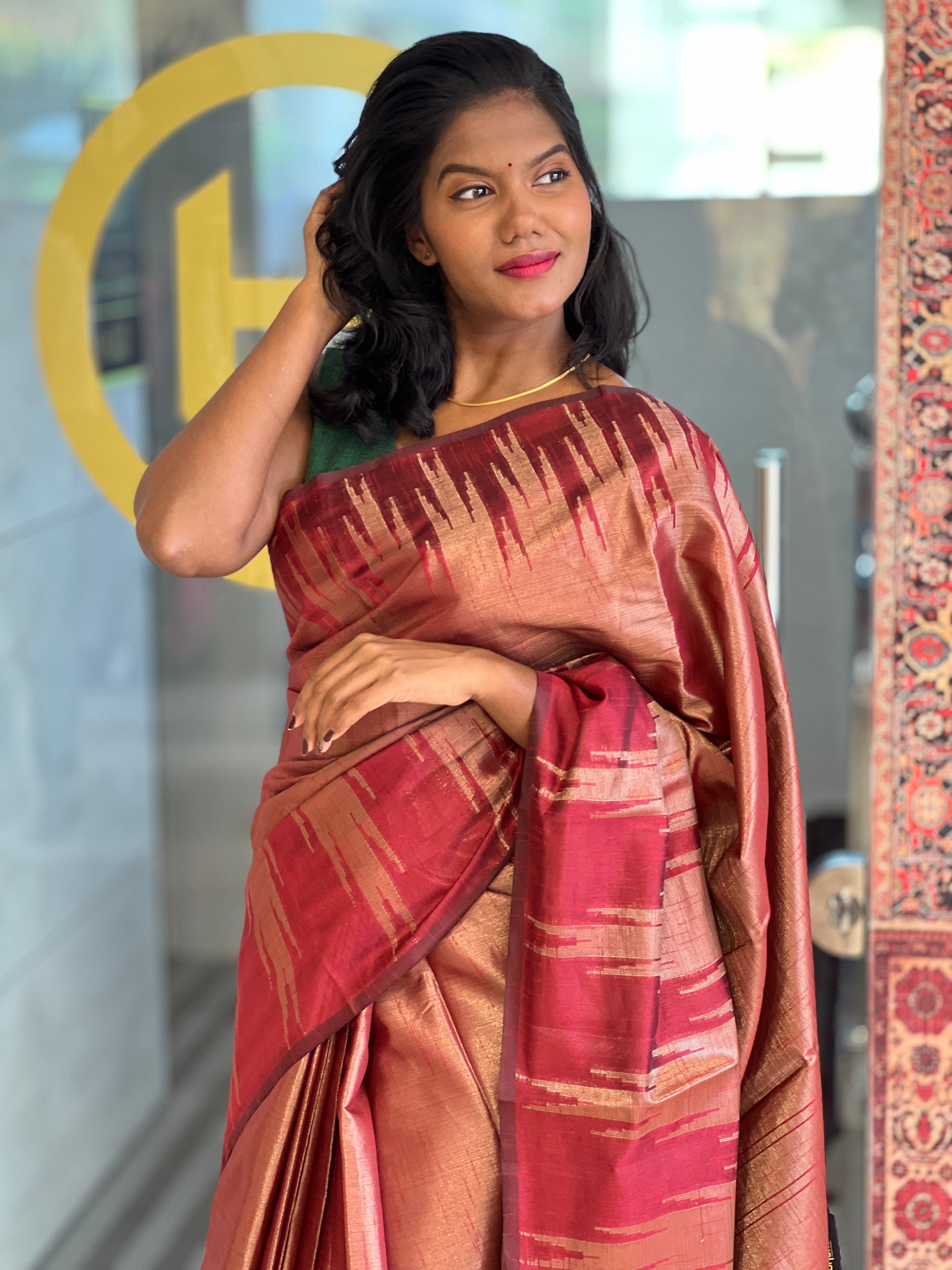 Zari Woven Brocade Patterned Semi Silk Saree | YNG550