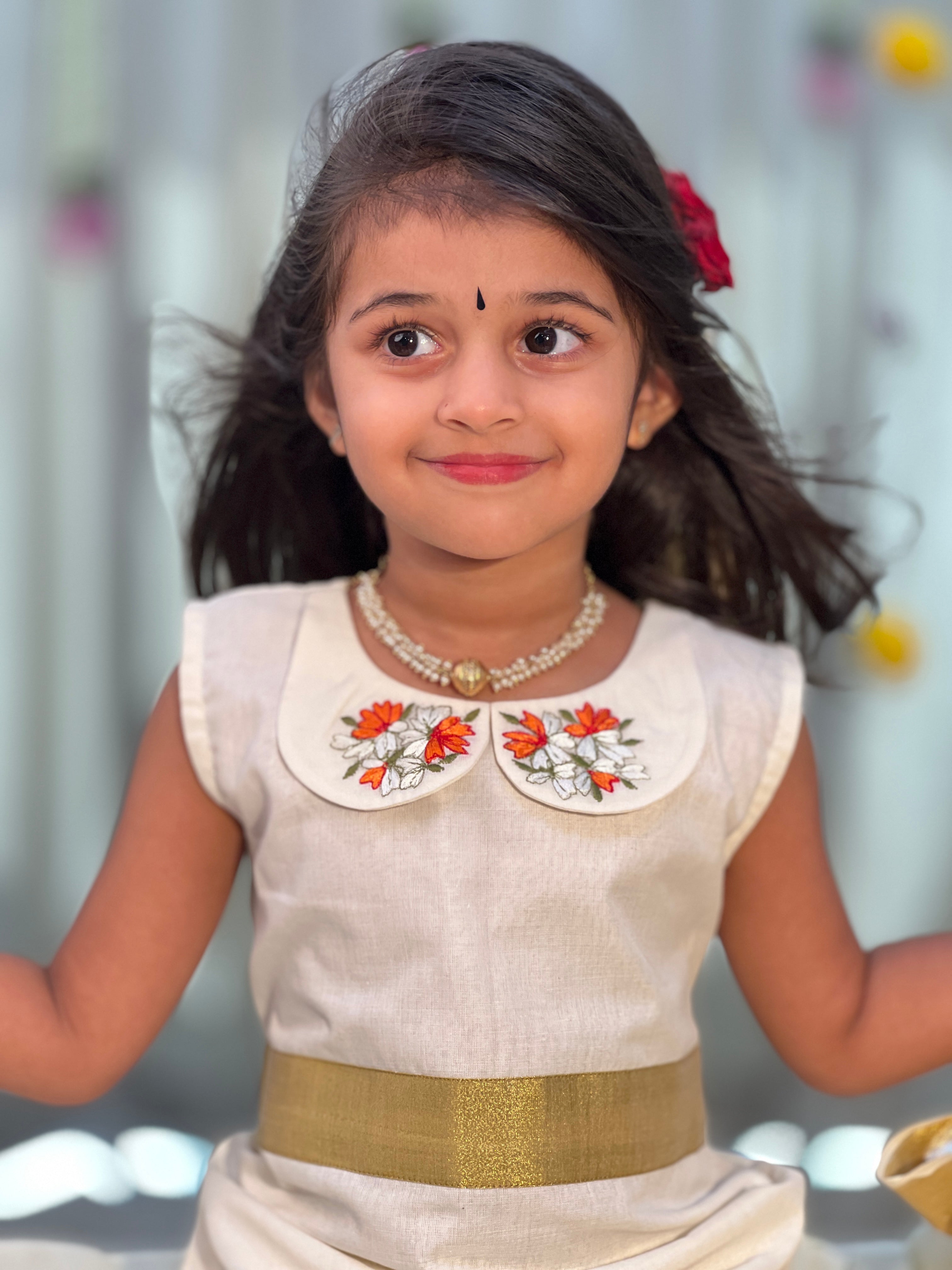 Kanakamulla Editz :- Floral Embroidered Frock (Un Stitched ) | OKM103