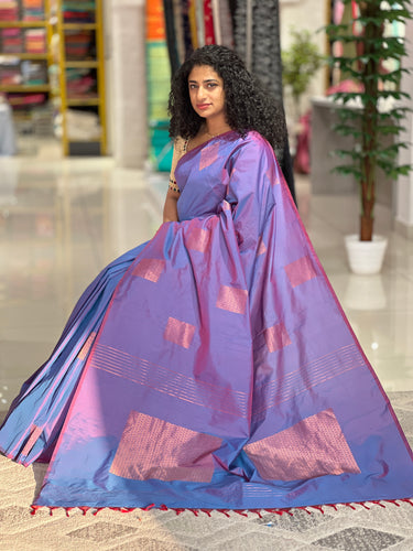 Zari Woven Square Patterned Semi Silk Saree | KKP122