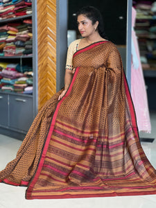 Block Printed Mangalgiri Silk Saree | SVF104