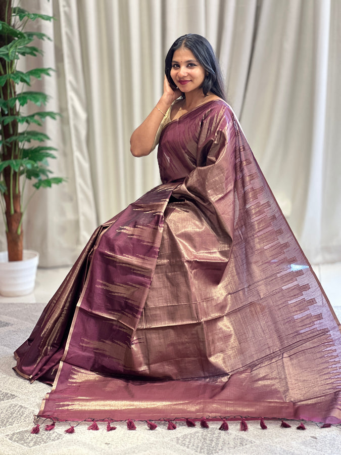 Zari Woven Brocade Patterned Semi Silk Saree | YNG553
