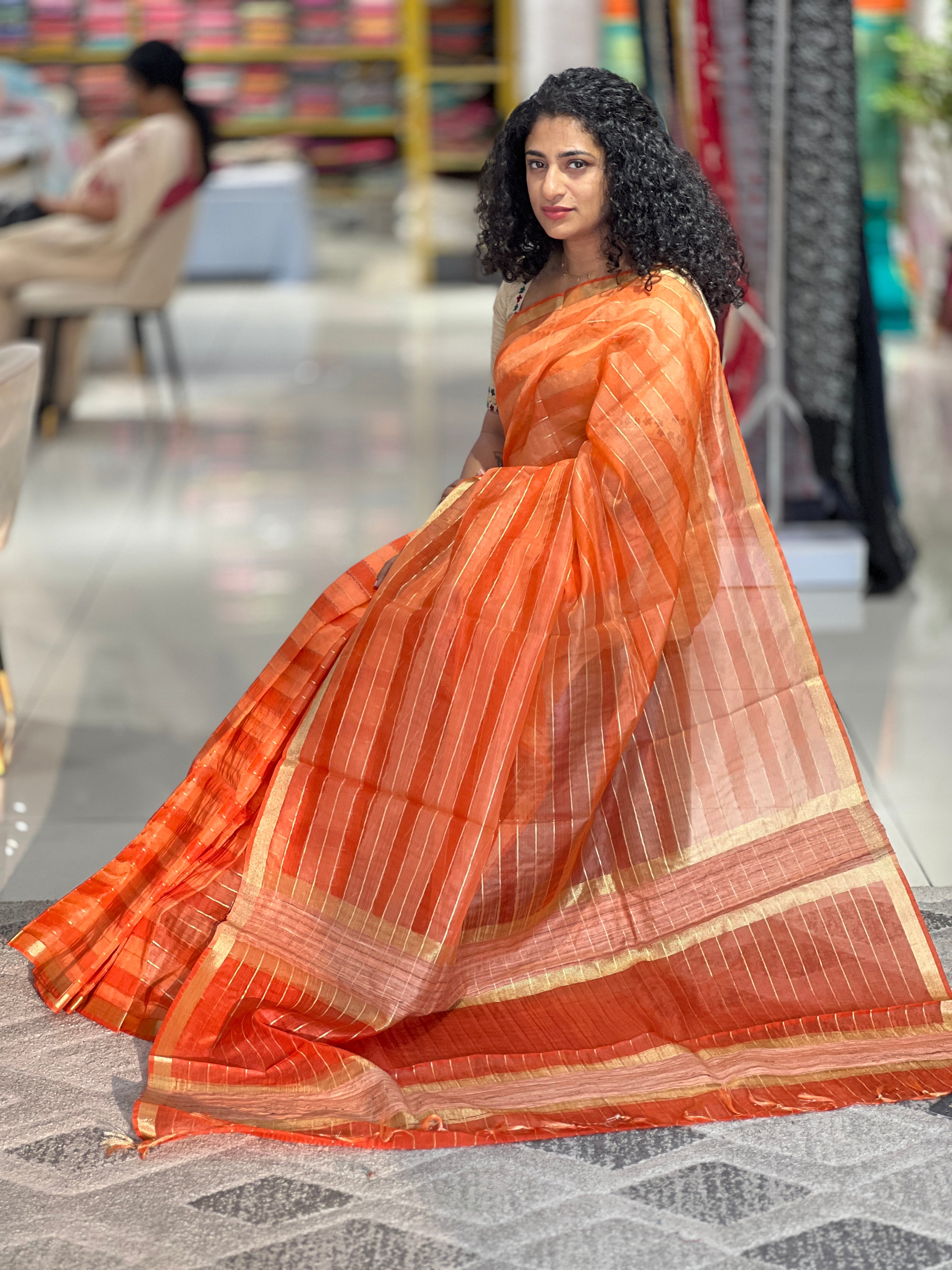Stripe Weave Organza Saree |  ACT669