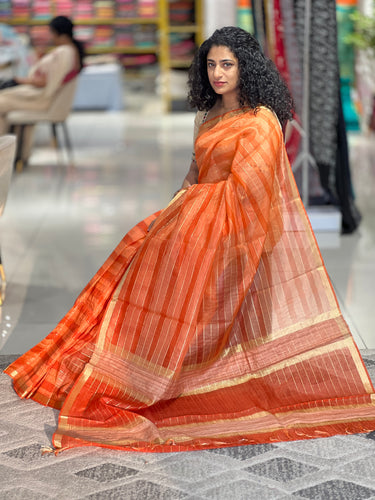Stripe Weave Organza Saree |  ACT669
