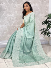 Point Embroidered Dola Silk Saree | SUN146