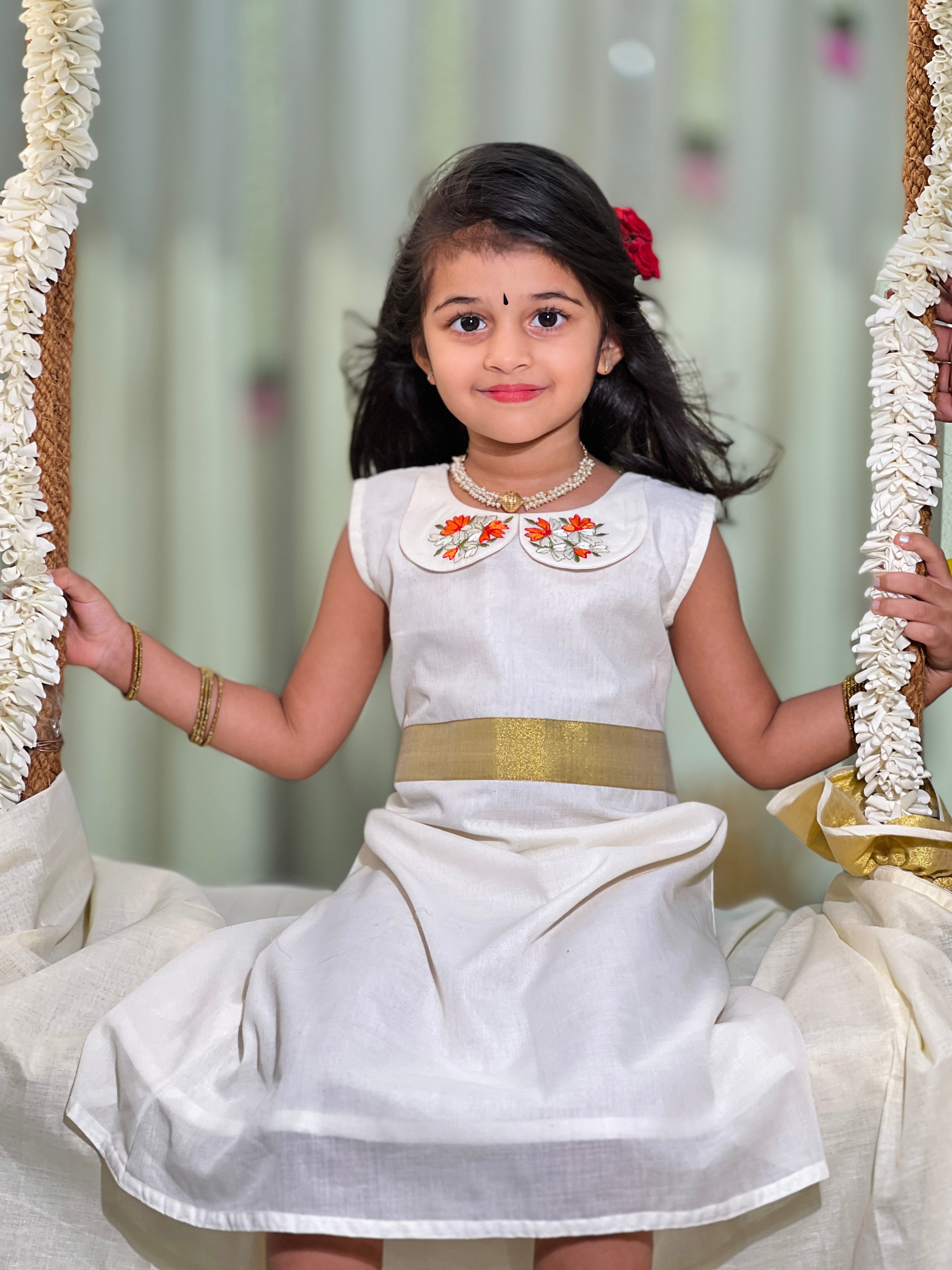 Kanakamulla Editz :- Floral Embroidered Frock (Un Stitched ) | OKM103