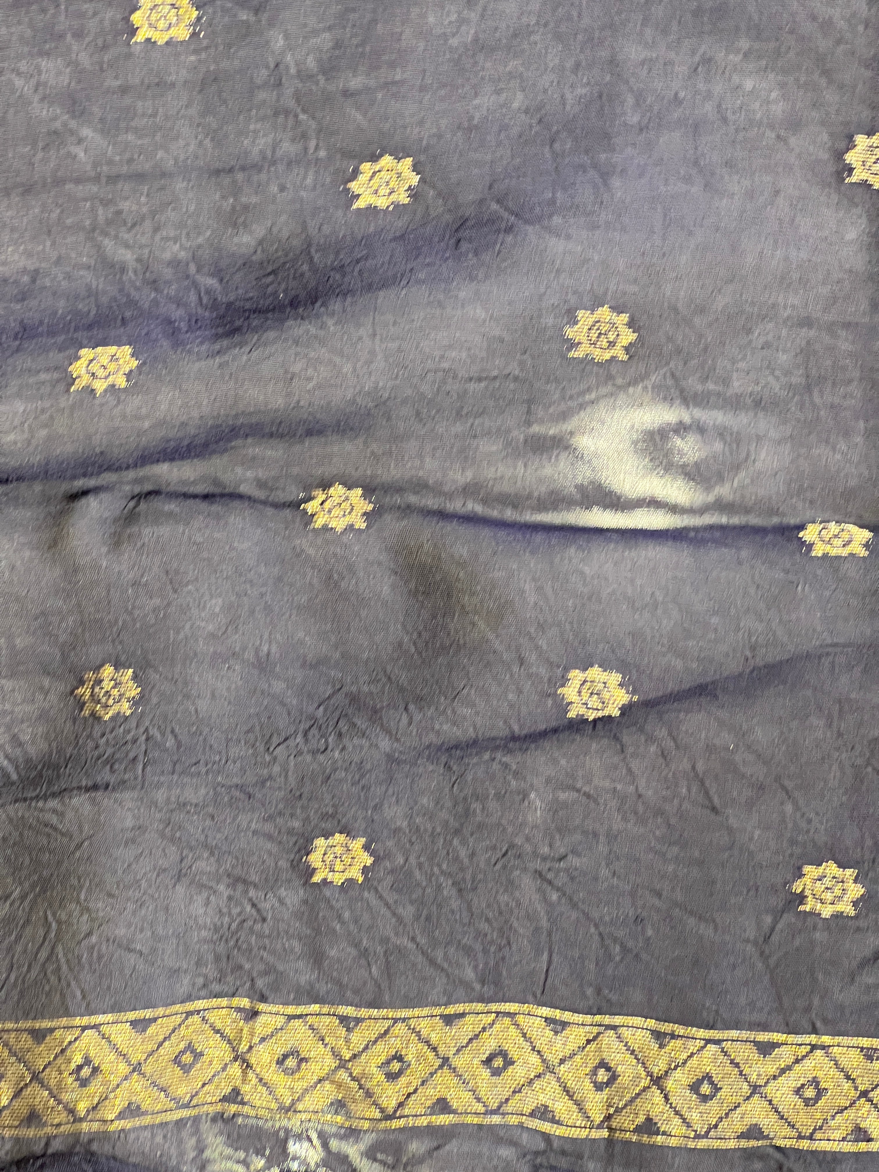 Origami Patterned Viscose Kora Georgette Saree | YNG1133