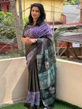 Block Printed Pattern Bhagalpuri Weave Saree | US189