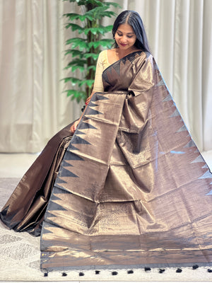 Zari Woven Brocade Patterned Semi Silk Saree | YNG559