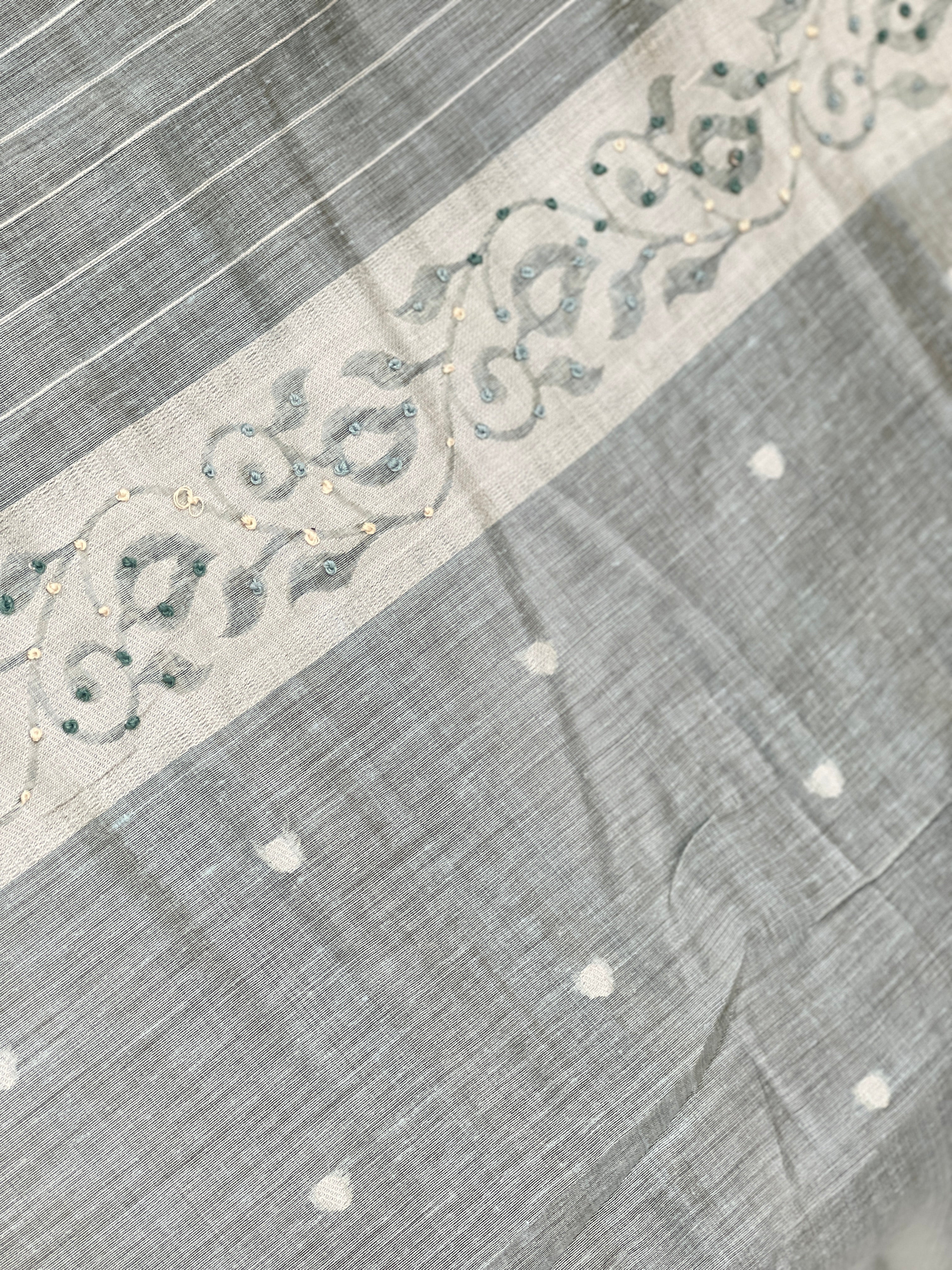 Jamdani Weaved Chanderi Finish Saree | BLD1729