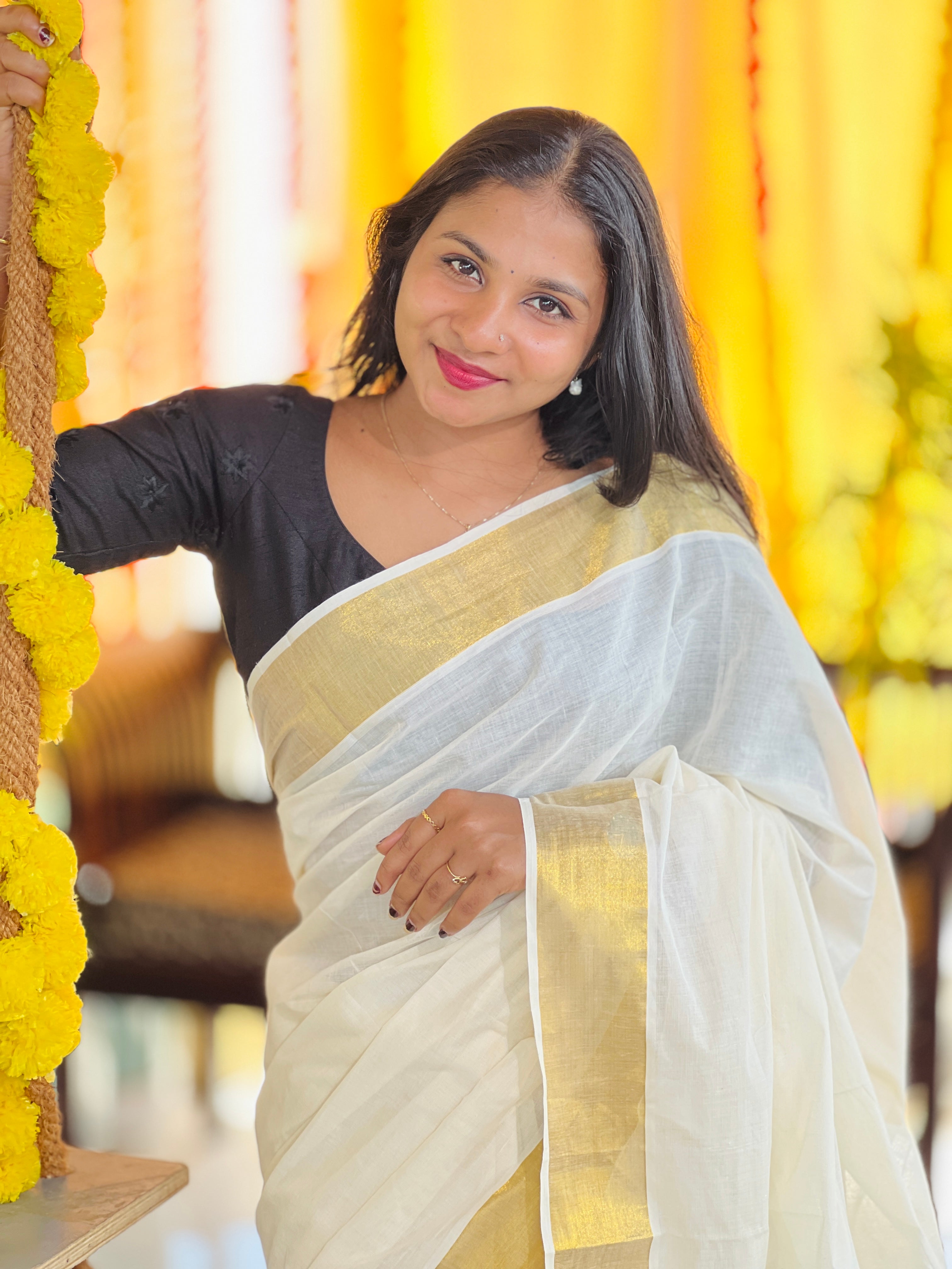 Kasavu Border Detailed Kerala Cotton Saree | GAT385