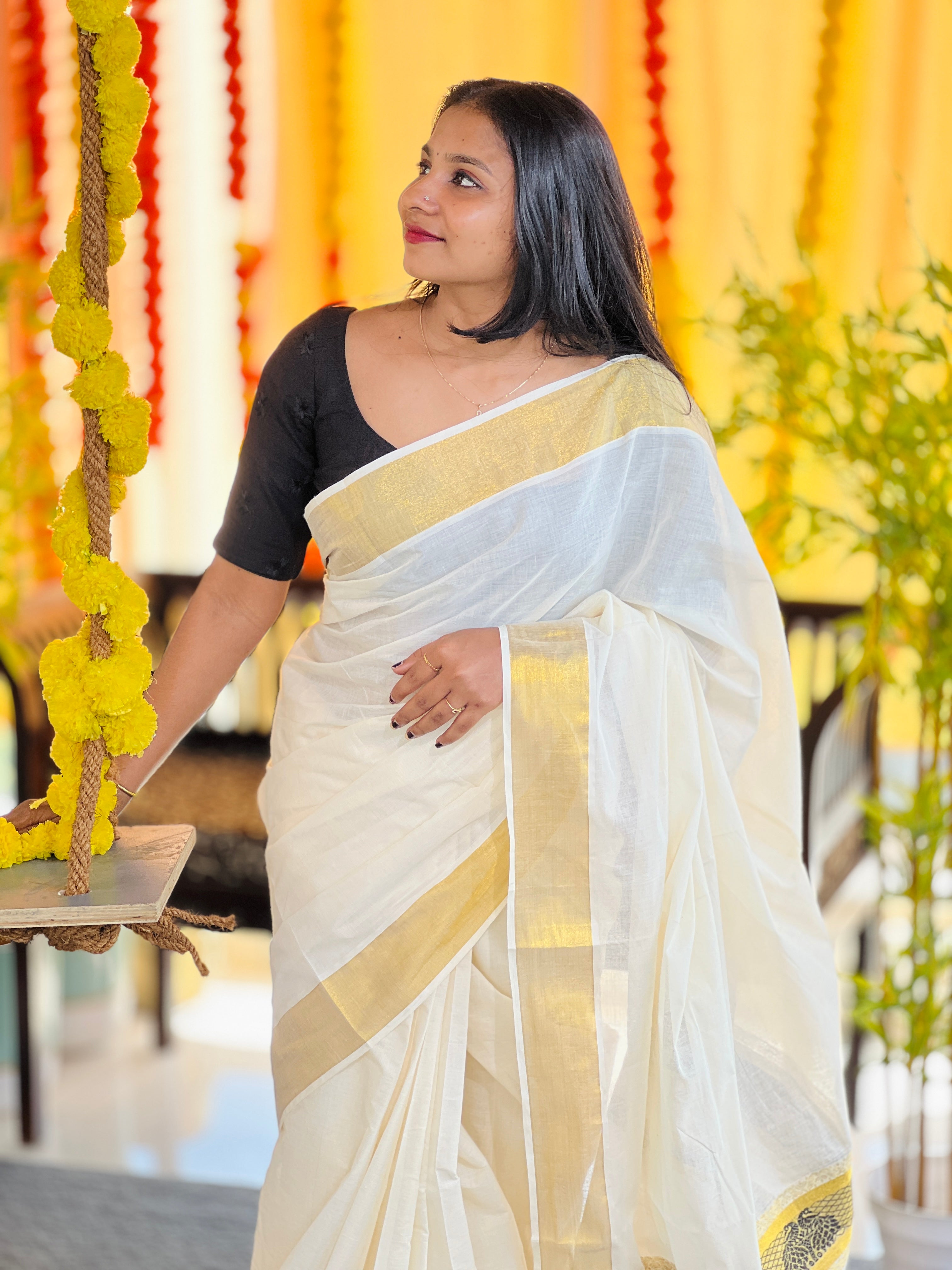 Kasavu Border Detailed Kerala Cotton Saree | GAT385
