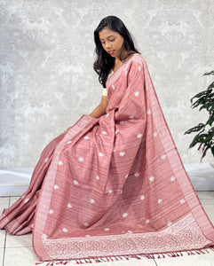 Embroidery Detailed Semi Tussar Saree | SUN174